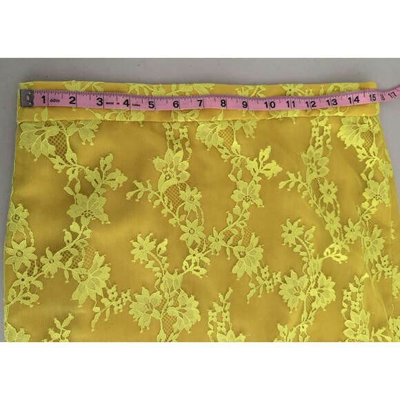 JCrew Chantilly Lace Pencil Skirt Women Size 6  Kiwi Yellow New - Imperfection - Picture 5 of 11
